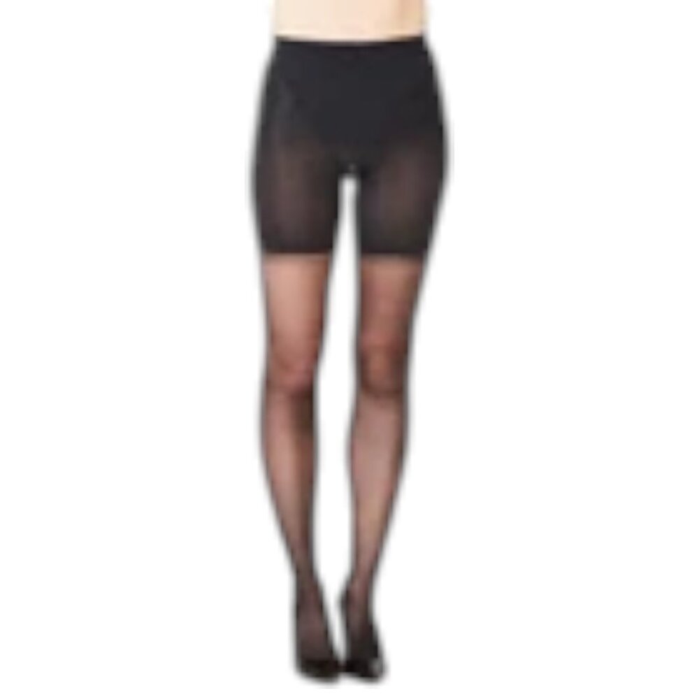 SPANX by sara blakely black opaque shaping tights hose NWOT